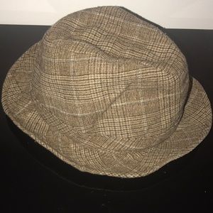 Taupe small checkered Neyo inspired fedora hat